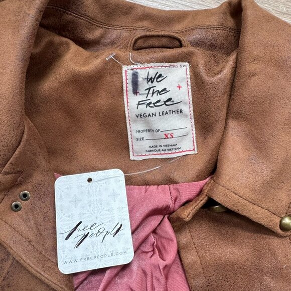 NWT Free People We The Free Knox Vegan Fringe Barn Jacket in Brown XS - Picture 9 of 16
